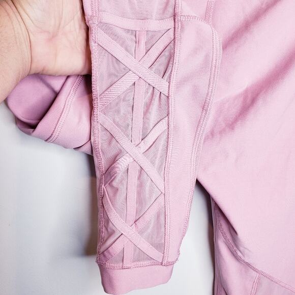 RBX Pink Athletic Workout Leggings with Mesh Panels Size Large - Picture 5 of 7